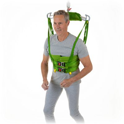 A patient is supported while walking with the Viking XL mobile lift