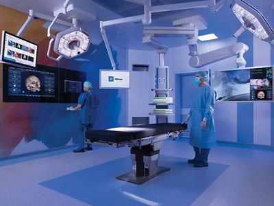 Clinician touches digital screen