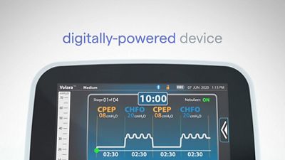 Close up of the system’s intuitive touchscreen in therapy mode