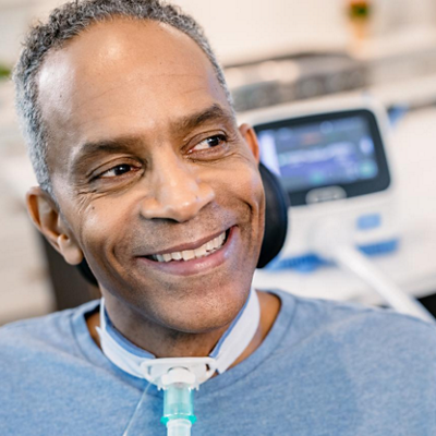 volara system: ole therapy for home care in use at the dining room table