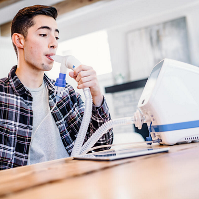 volara system: ole therapy for home care in use at the dining room table